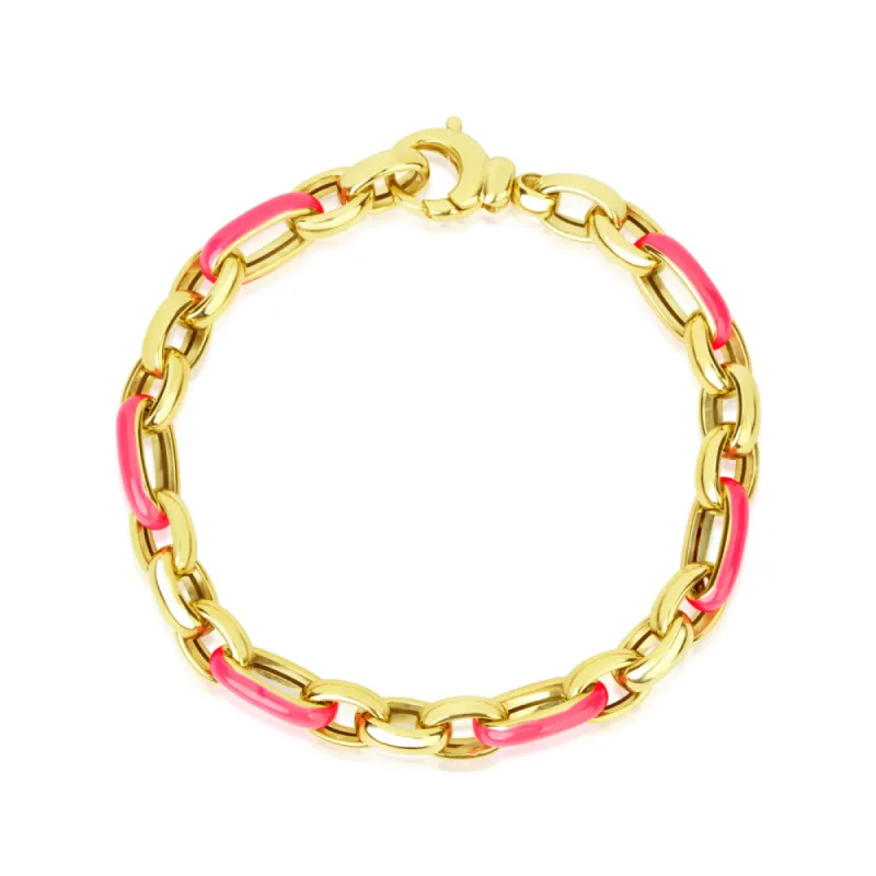 Pink Enamel and Chunky Chain Bracelet- ONLINE EXCLUSIVE sold by Meira T
