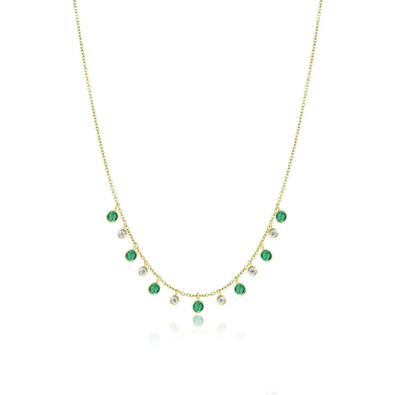Yellow Gold Emerald and Diamond Layering Necklace sold by Meira T