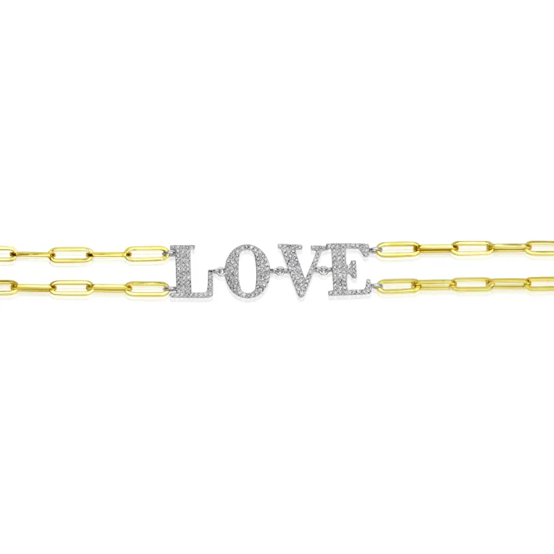 Diamond Love Paperclip Chain Bracelet sold by Meira T