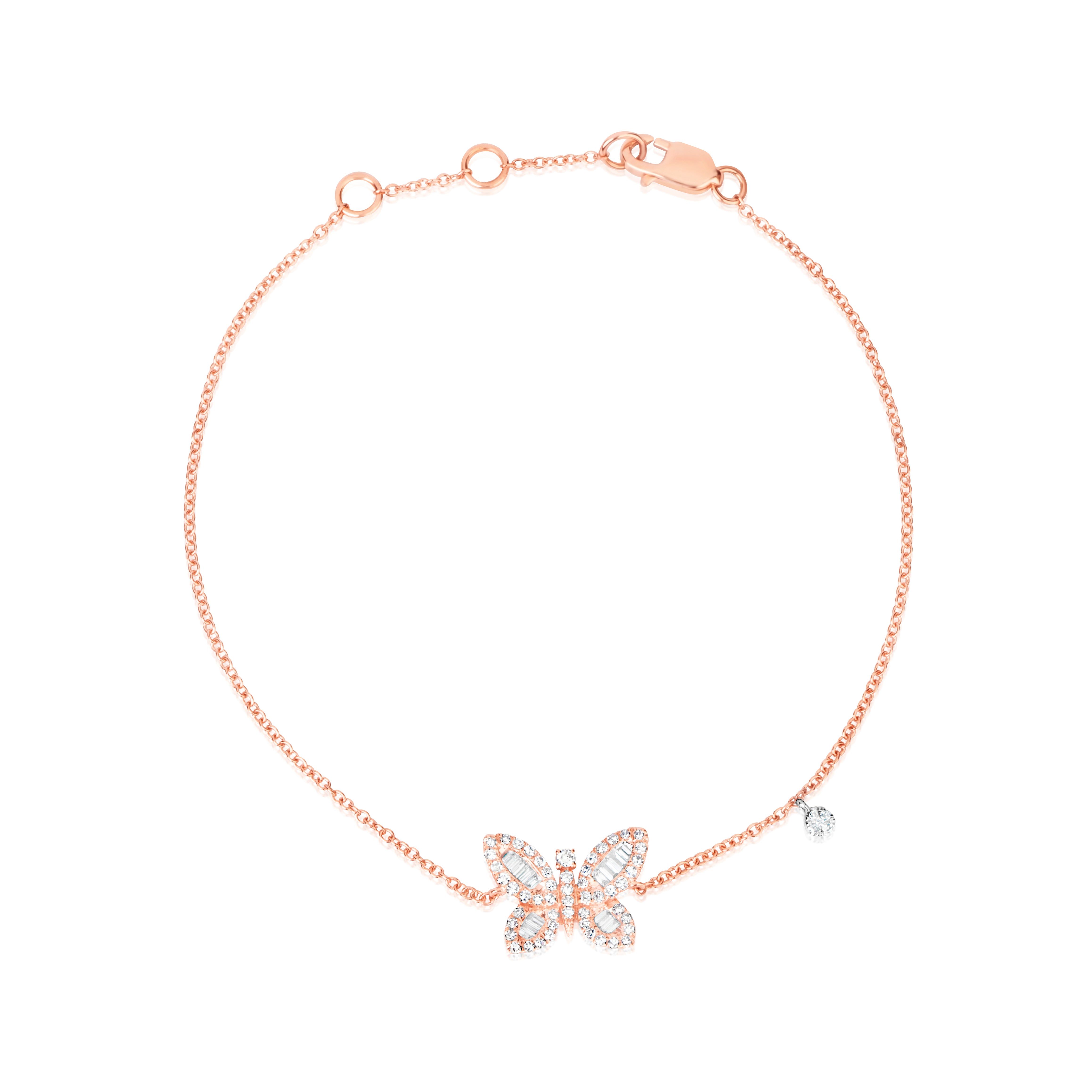 Rose Gold Diamond Butterfly Bracelet sold by Meira T