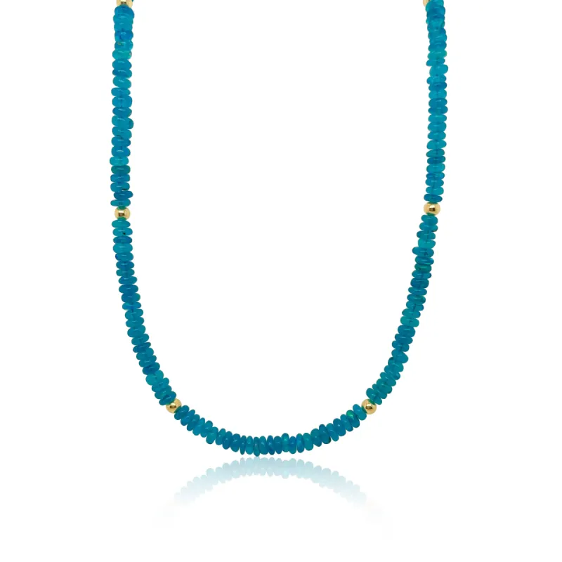 Teal Dyed Opal and Gold Bead Necklace sold by Meira T
