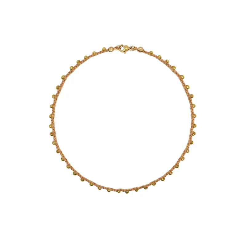 Gold Chord and Gold Iridescent Bead Anklet sold by Meira T