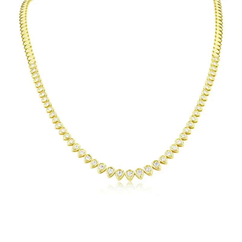 Yellow Gold Diamond Teardrop Necklace sold by Meira T