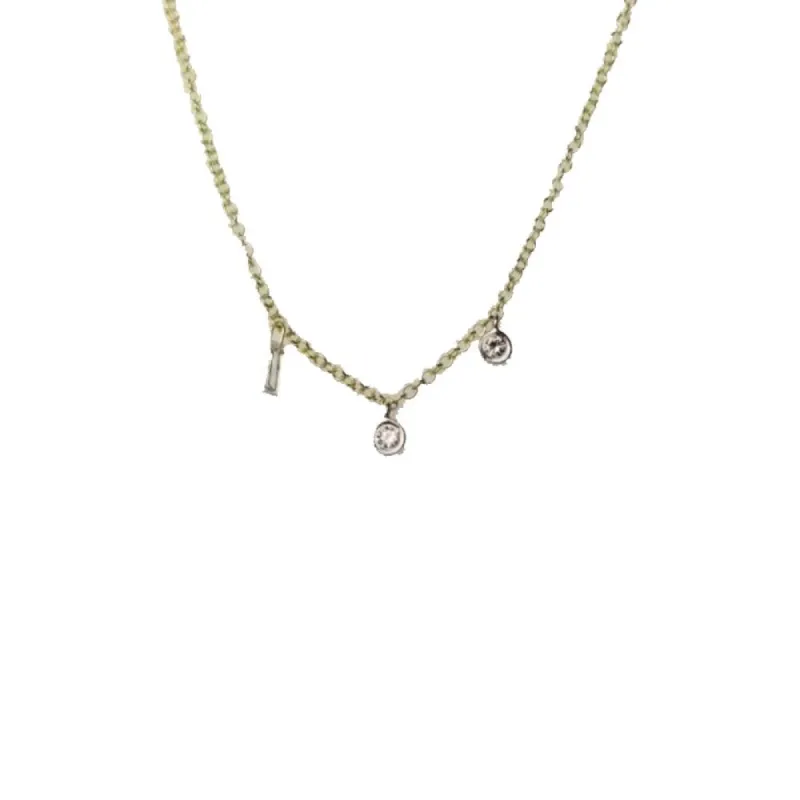 Yellow Gold Drilled Diamond and Bezels Necklace sold by Meira T
