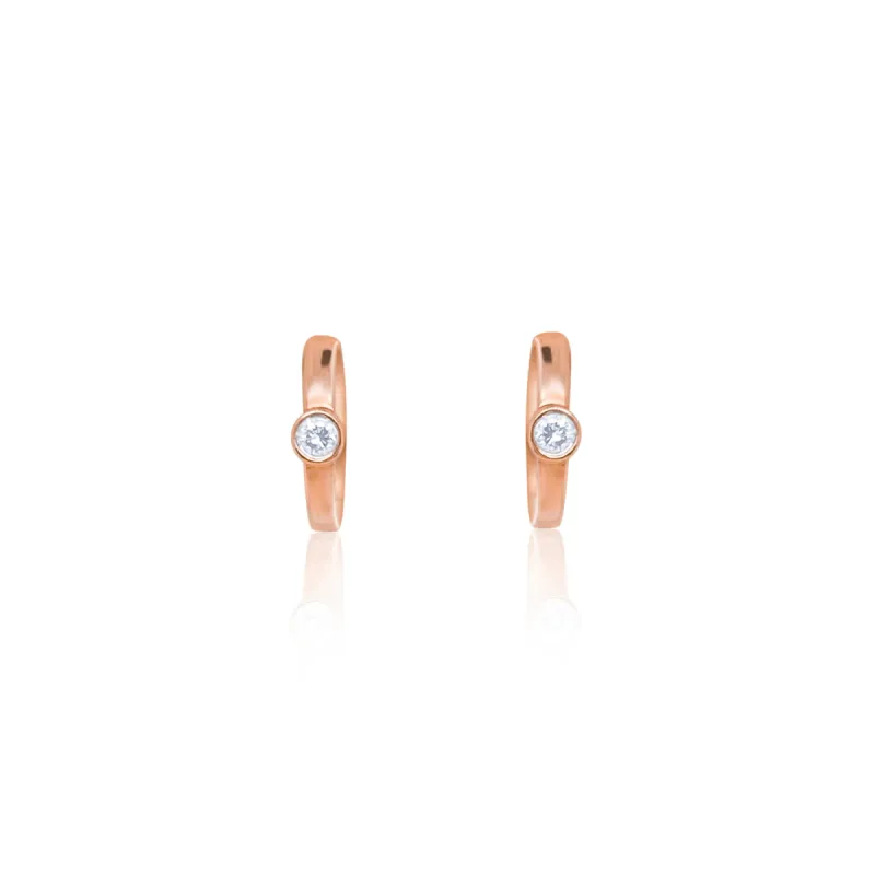 Rose Gold and Diamond Huggies sold by Meira T
