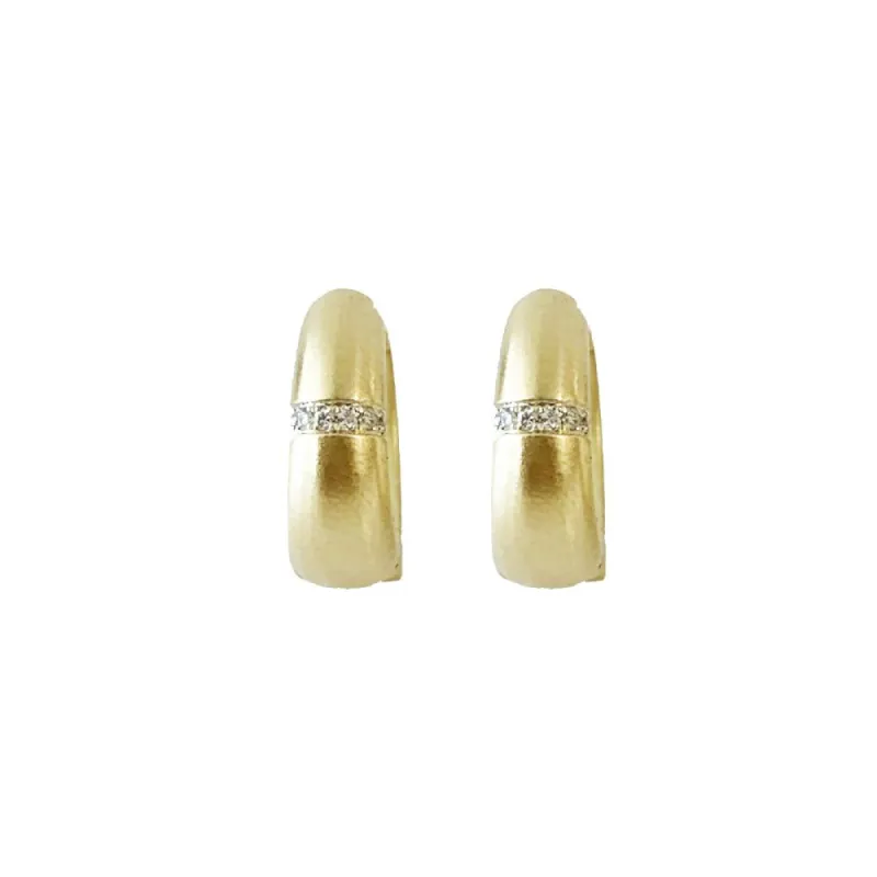 Brushed Gold Diamond Stripe Hoops sold by Meira T