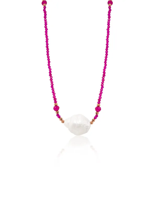 White Organic Pearl and Rose Hematite Bead Long Wrap Necklace sold by Meira T