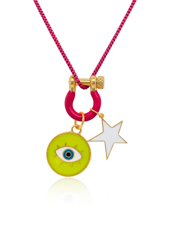 Pink Box Chain with 18K Gold Fill Carabiner and Charms  - ALL NEW BOUTIQUE EXCLUSIVE sold by Meira T