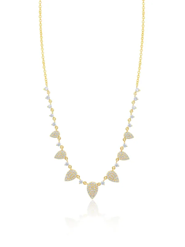 Yellow Gold Diamond and Diamond Teardrop Necklace sold by Meira T