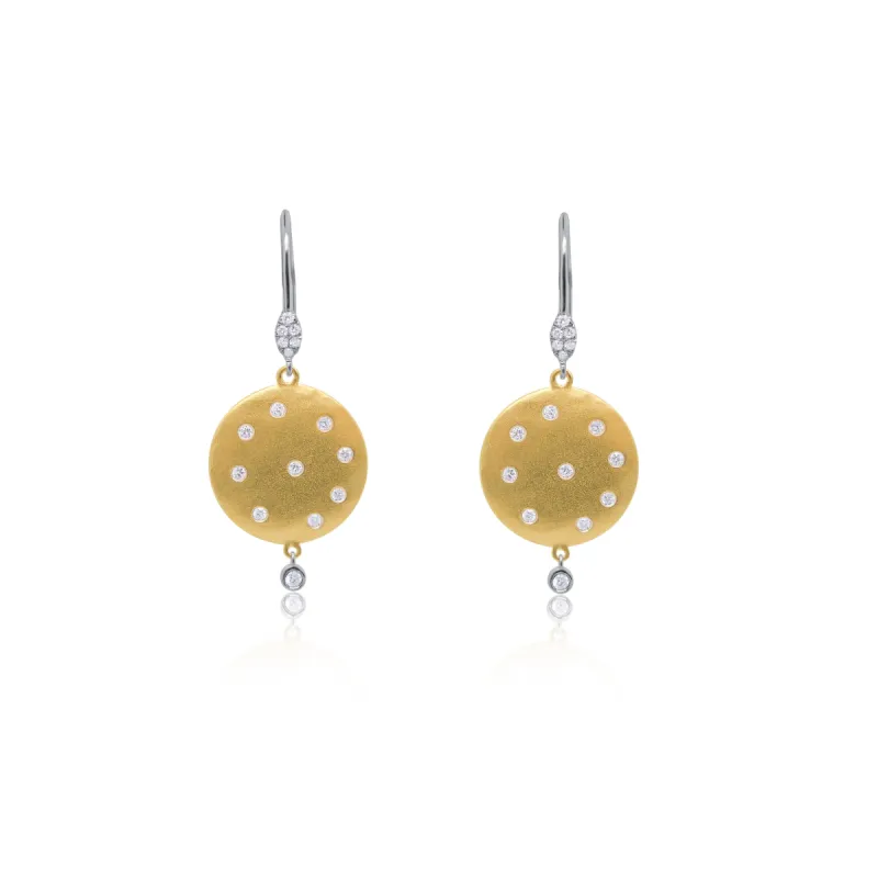 Brushed Gold Scattered Diamond Earrings sold by Meira T