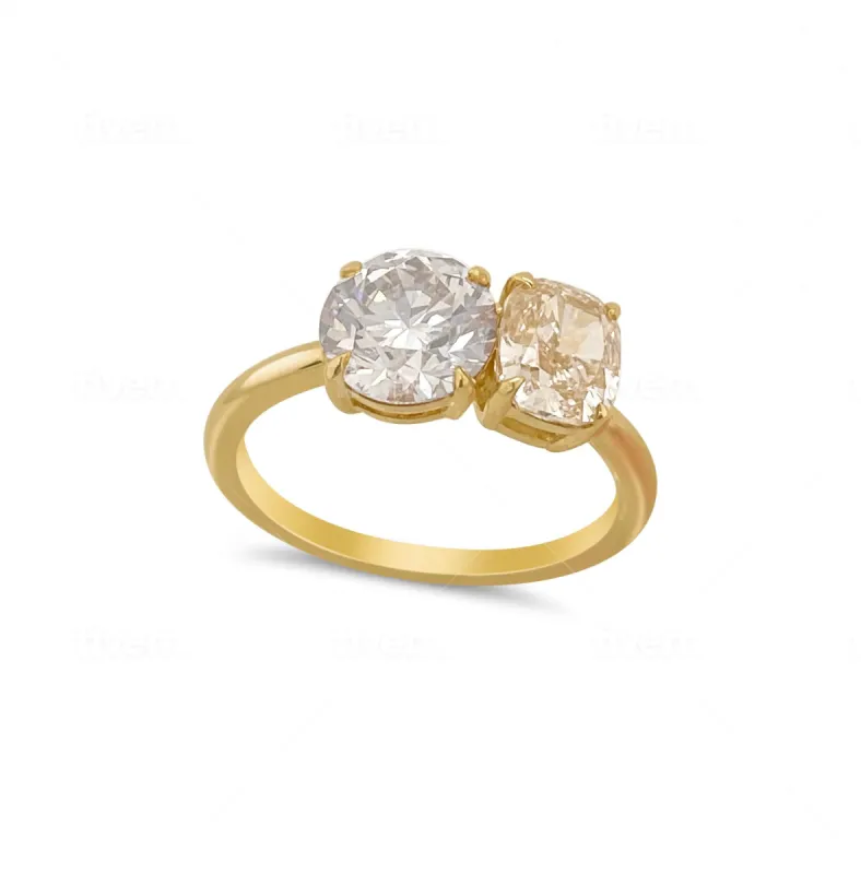 14K Yellow Gold And Double Stone Ring sold by Meira T