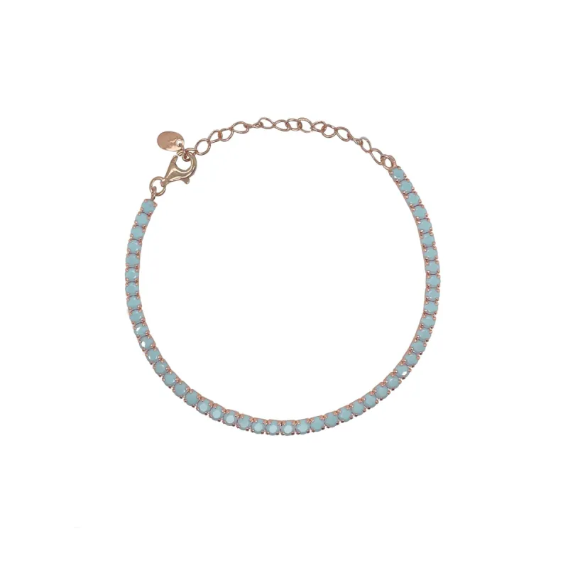 Rose Gold Plated Light Green Stone Tennis Bracelet- ALL NEW BOUTIQUE EXCLUSIVE sold by Meira T