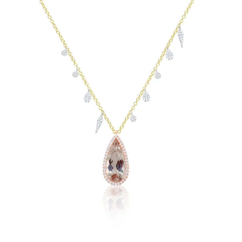 Statement Morganite and Diamond Charms Necklace sold by Meira T
