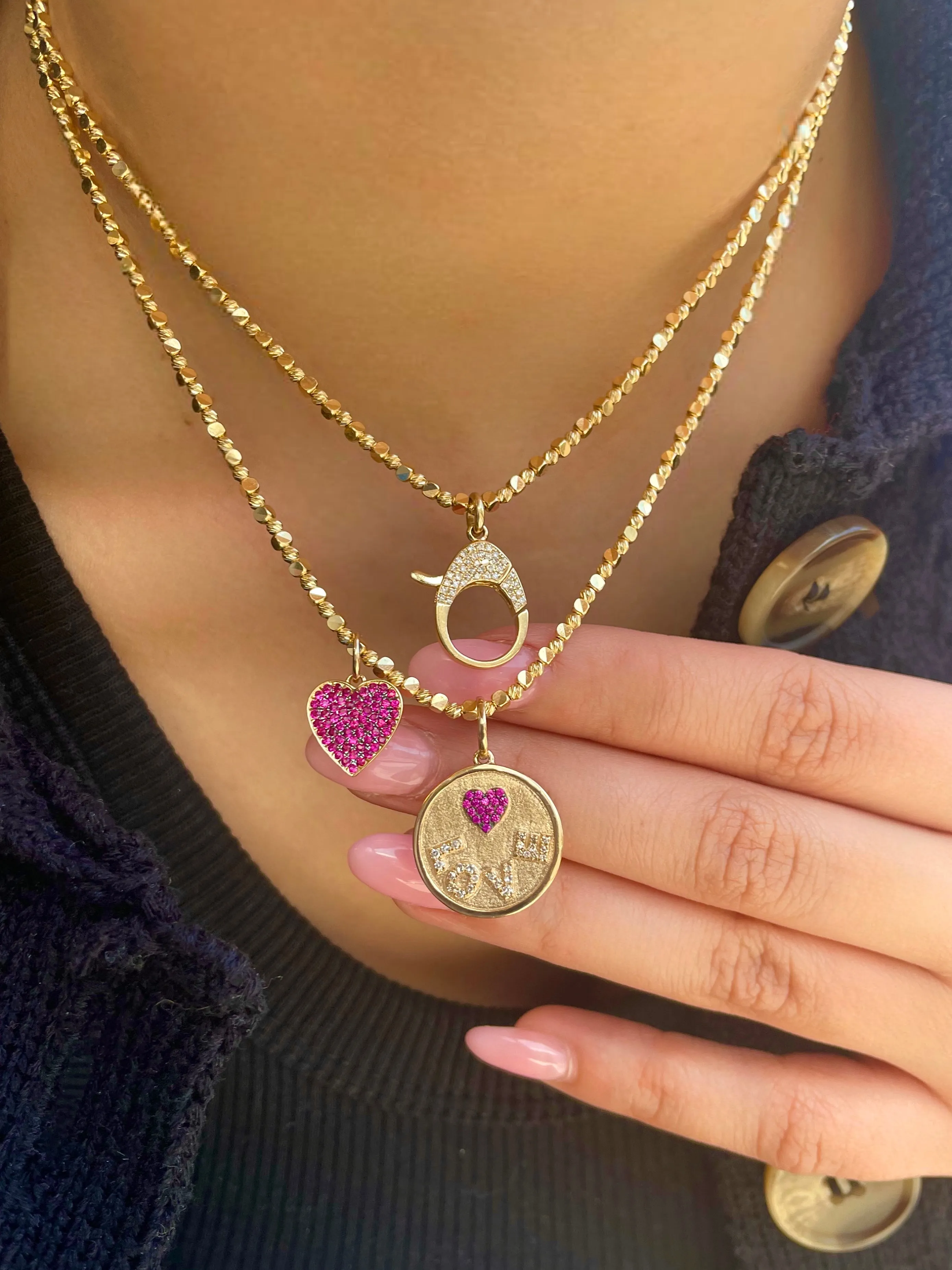 Dainty Yellow Gold Ruby Heart Charm sold by Meira T product image thumbnail 2