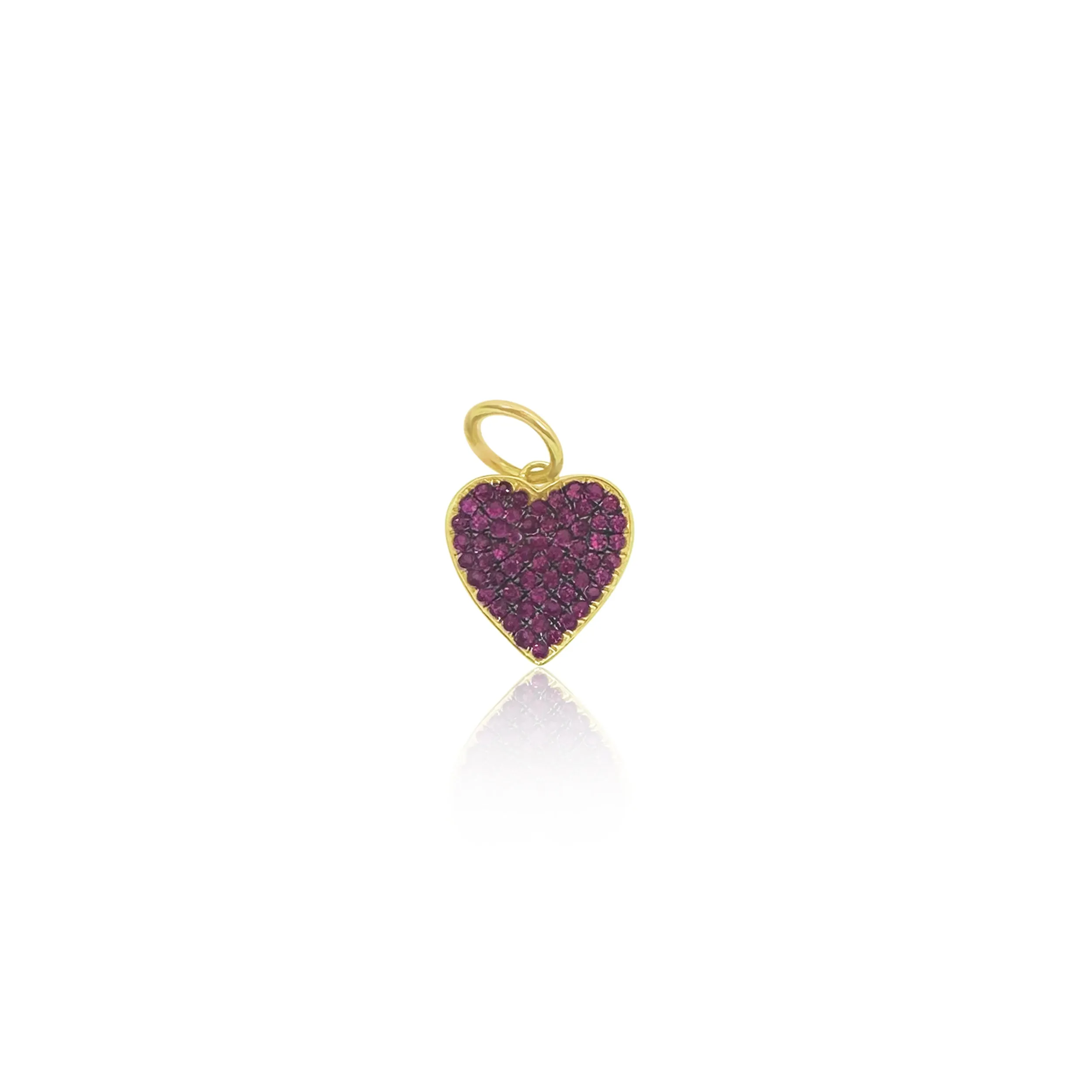 Dainty Yellow Gold Ruby Heart Charm sold by Meira T