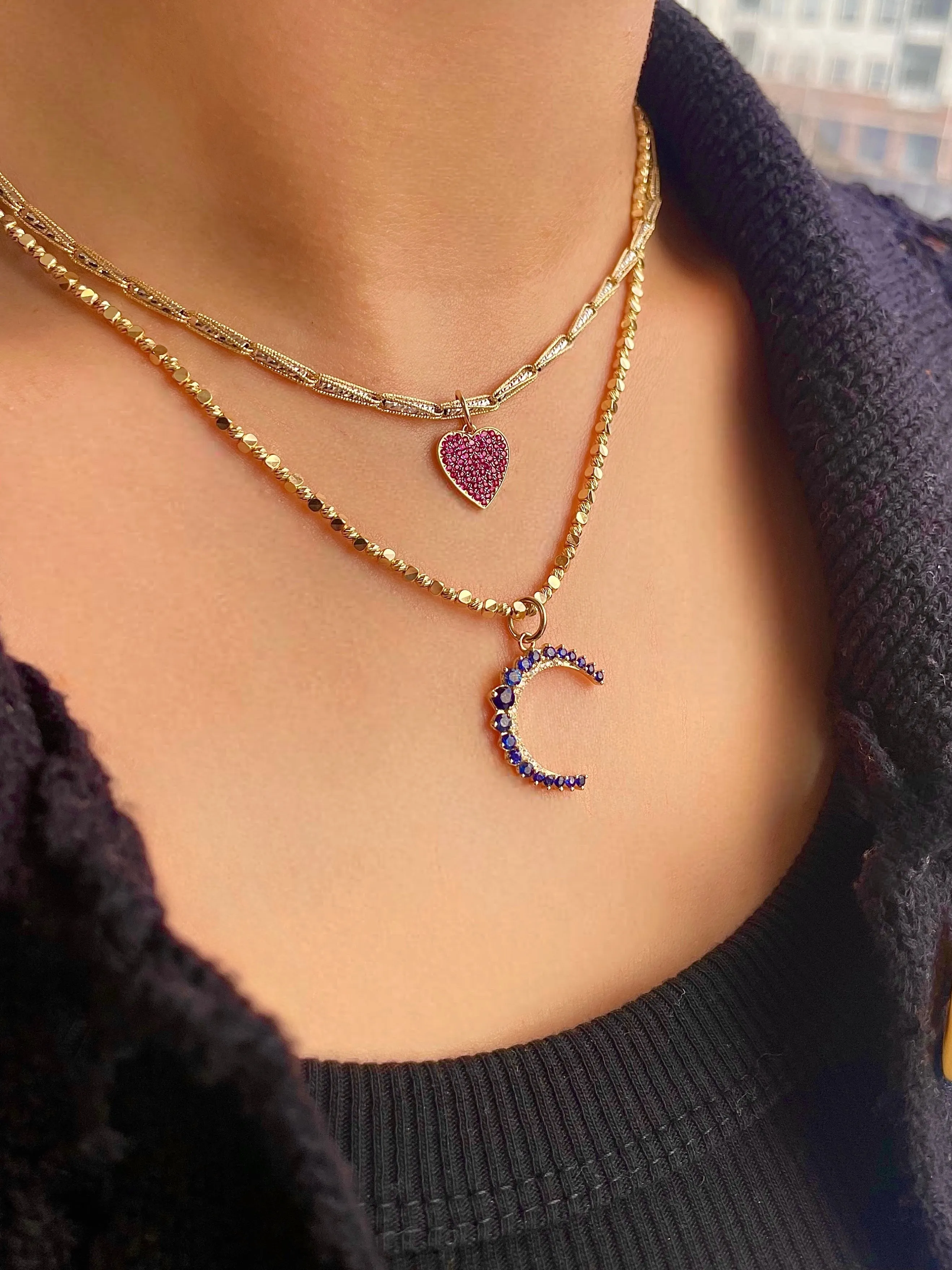 Dainty Yellow Gold Ruby Heart Charm sold by Meira T product image thumbnail 3