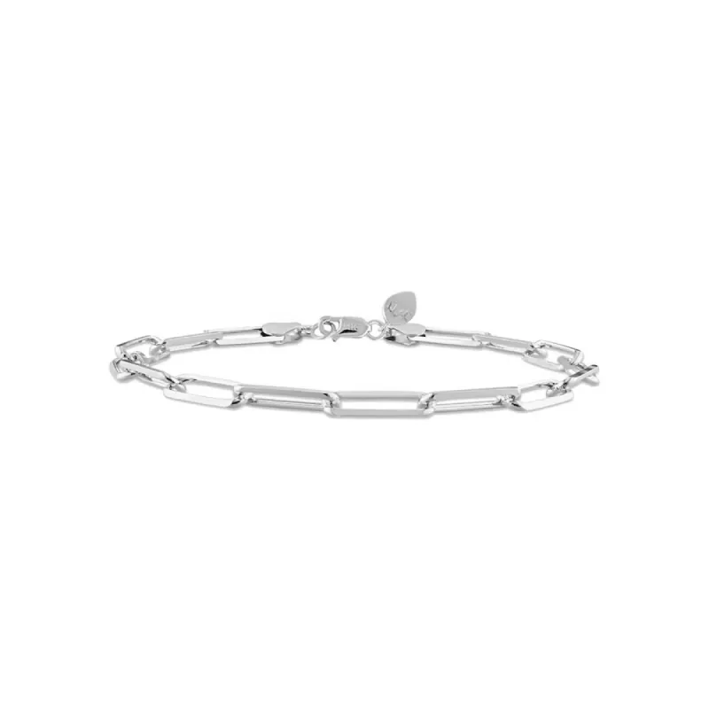 14kt White Gold Paper Clip Ankle Bracelet 9 Inches sold by Meira T