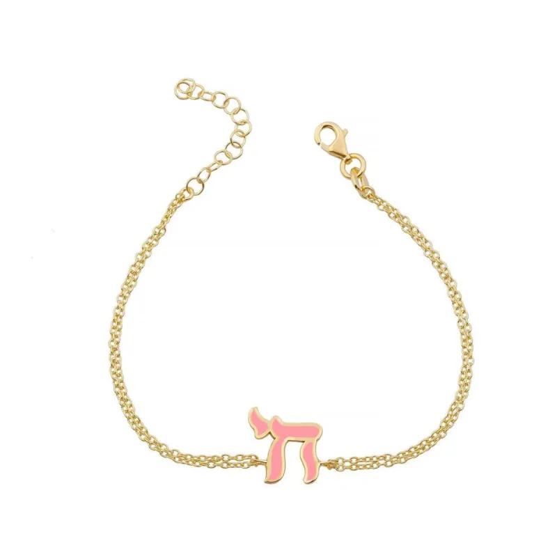 Light Pink Enamel Chai Bracelet sold by Meira T