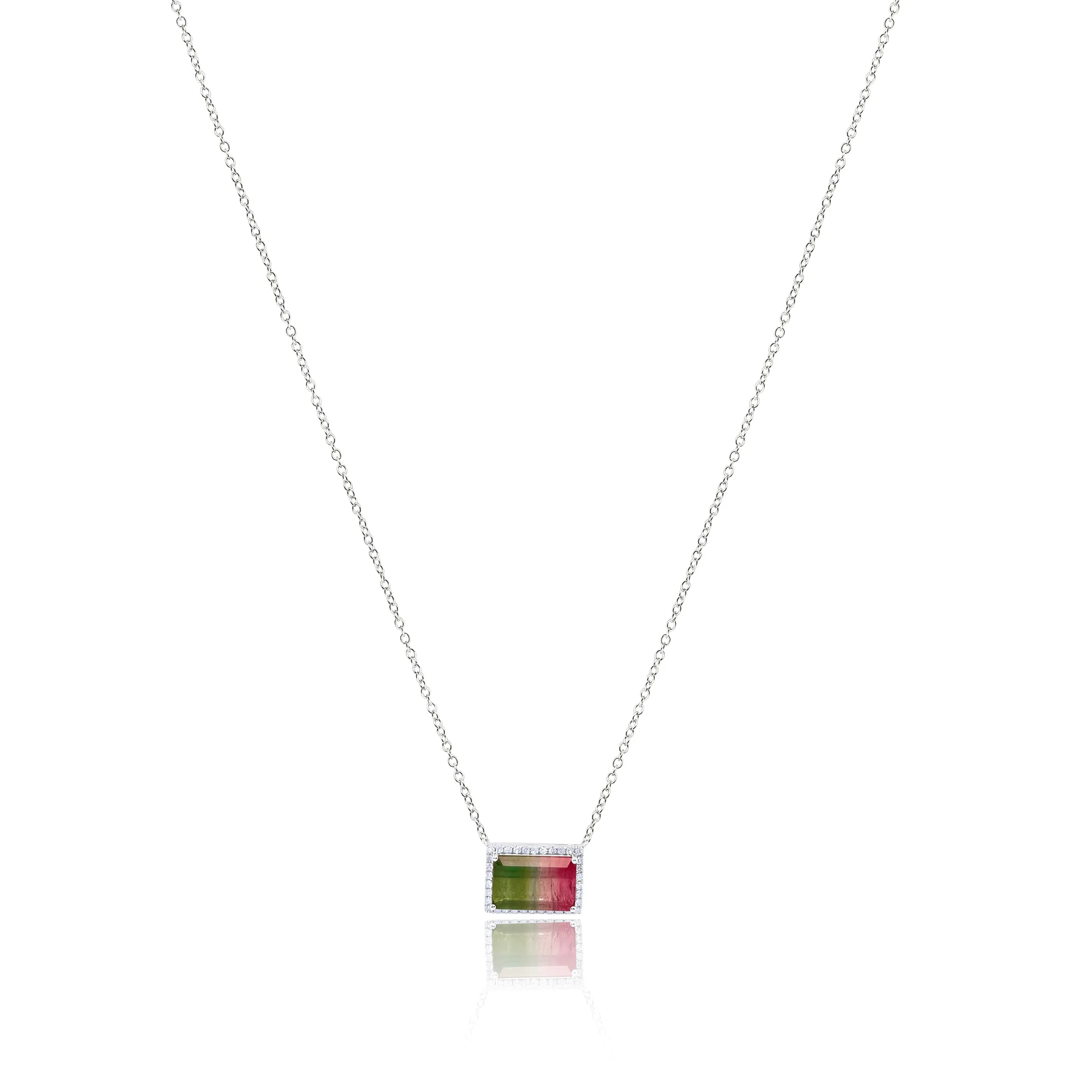 White Gold Watermelon Tourmaline Necklace sold by Meira T