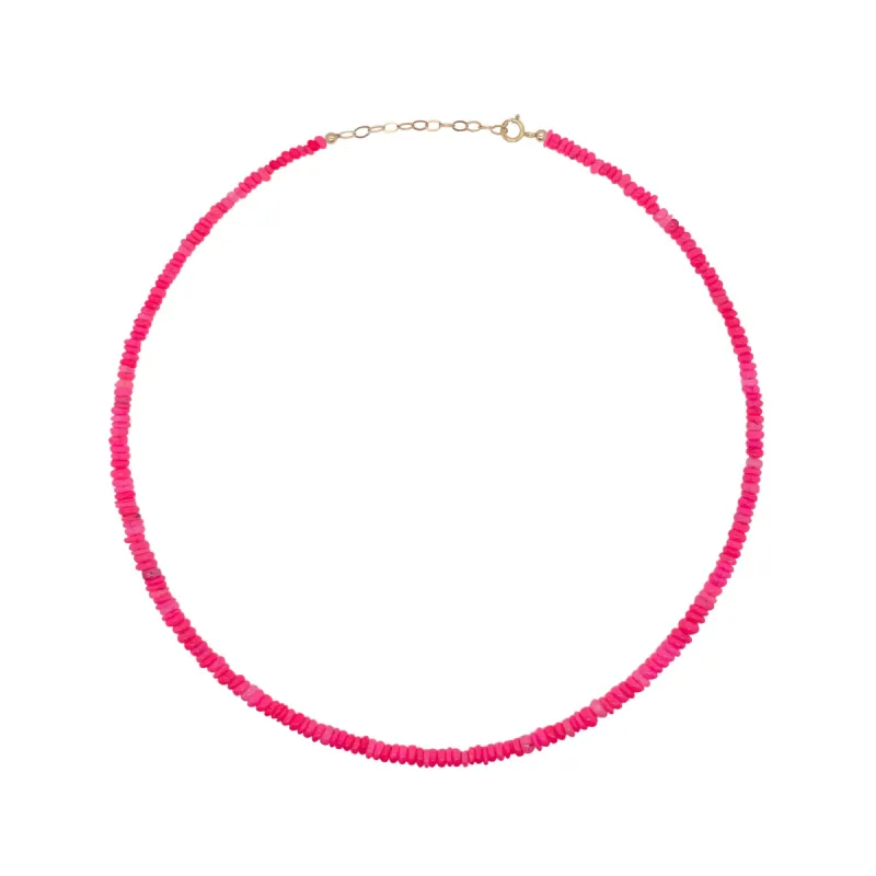 Neon Pink Opal Bead Choker sold by Meira T