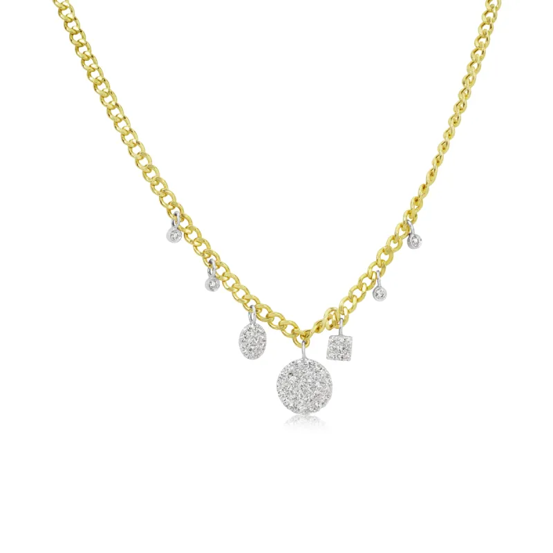 Cuban Chain Diamond Disk Necklace sold by Meira T
