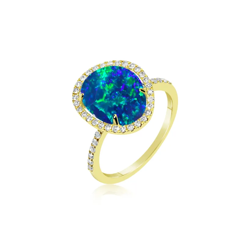 Opal Diamond Halo Ring sold by Meira T