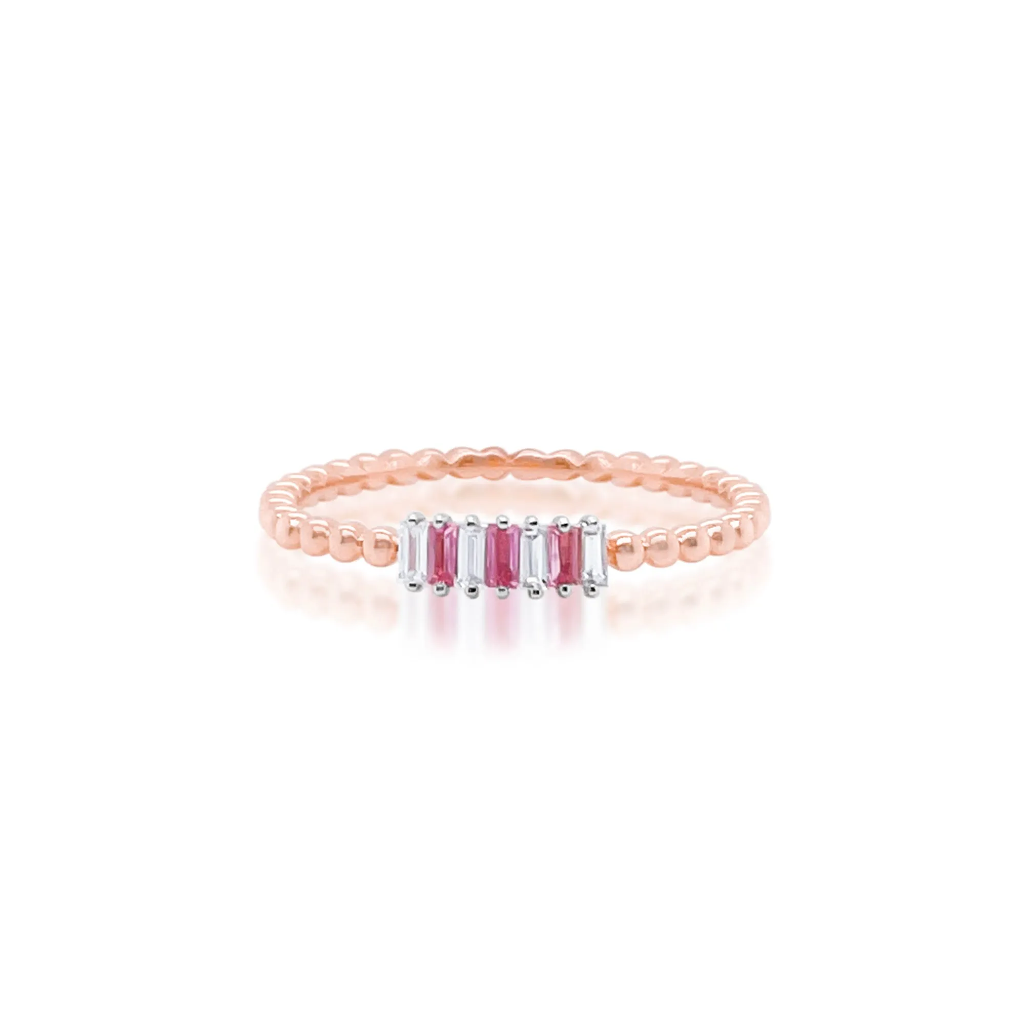 Rose Gold Pink Sapphire Diamond Beaded Ring sold by Meira T