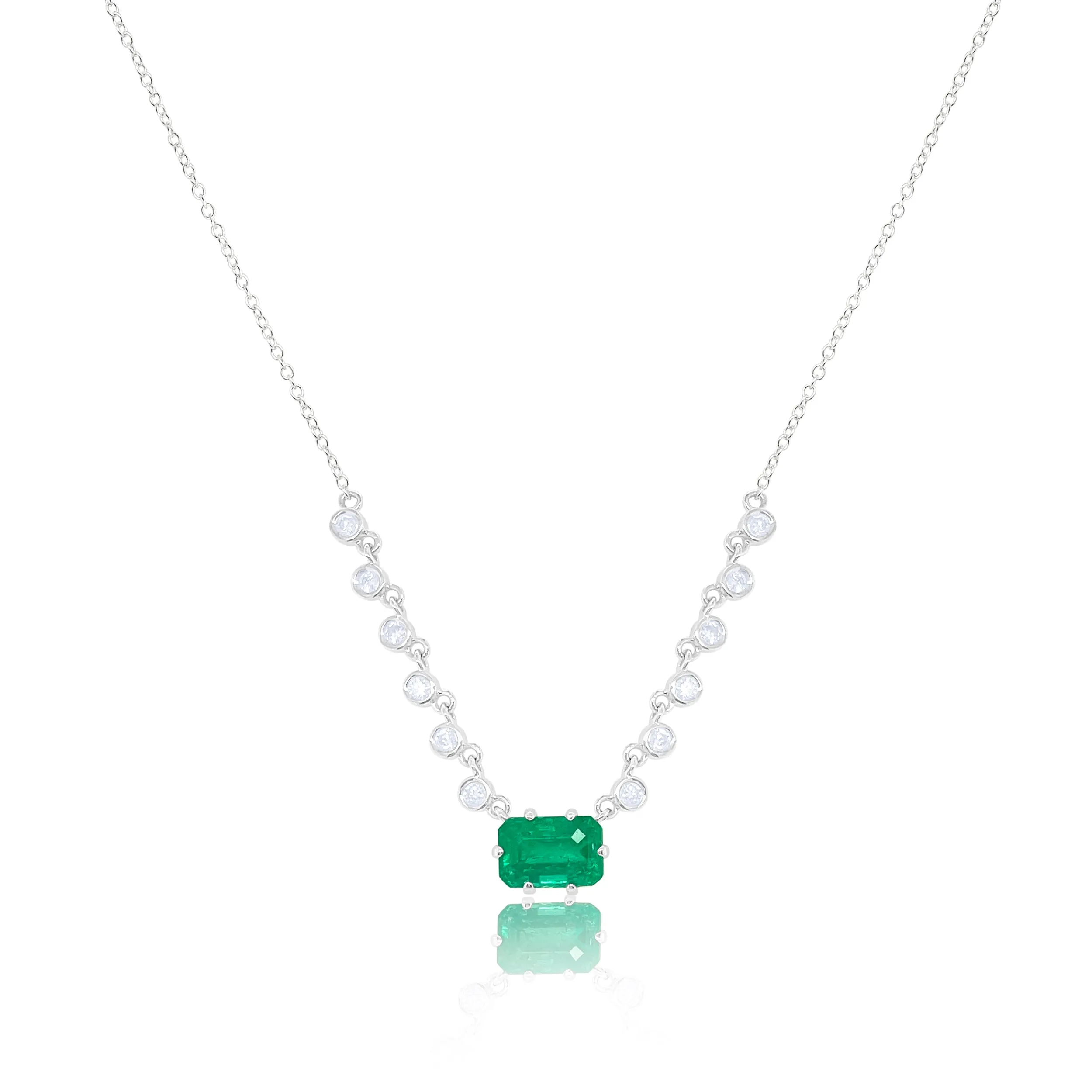 White Gold Diamond and Emerald Necklace sold by Meira T