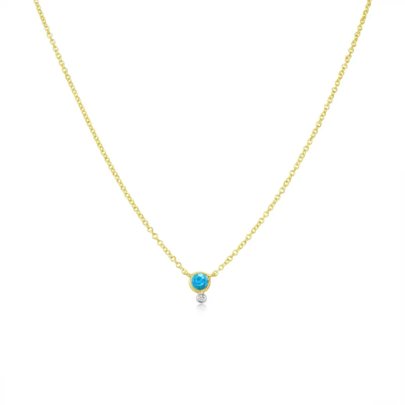 Yellow Gold Blue Topaz and Diamond Necklace- ONLINE EXCLUSIVE sold by Meira T