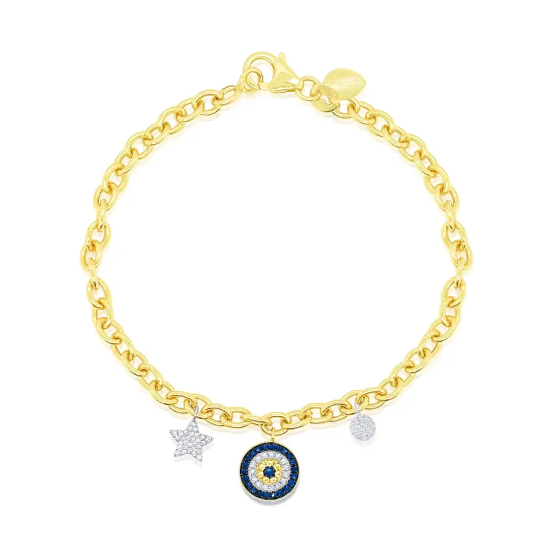 Yellow Gold Evil Eye Star Bracelet sold by Meira T