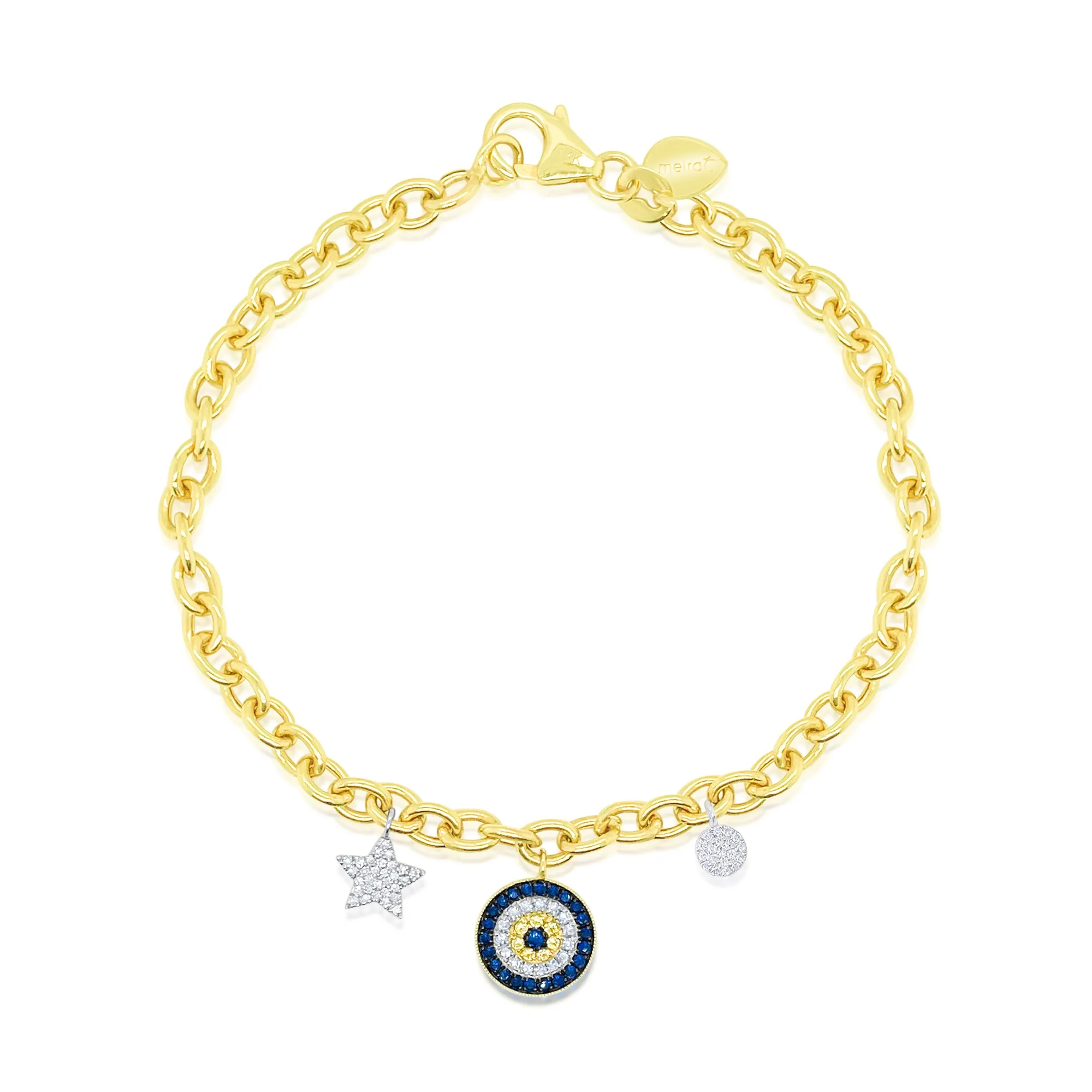 Yellow Gold Evil Eye Star Bracelet sold by Meira T