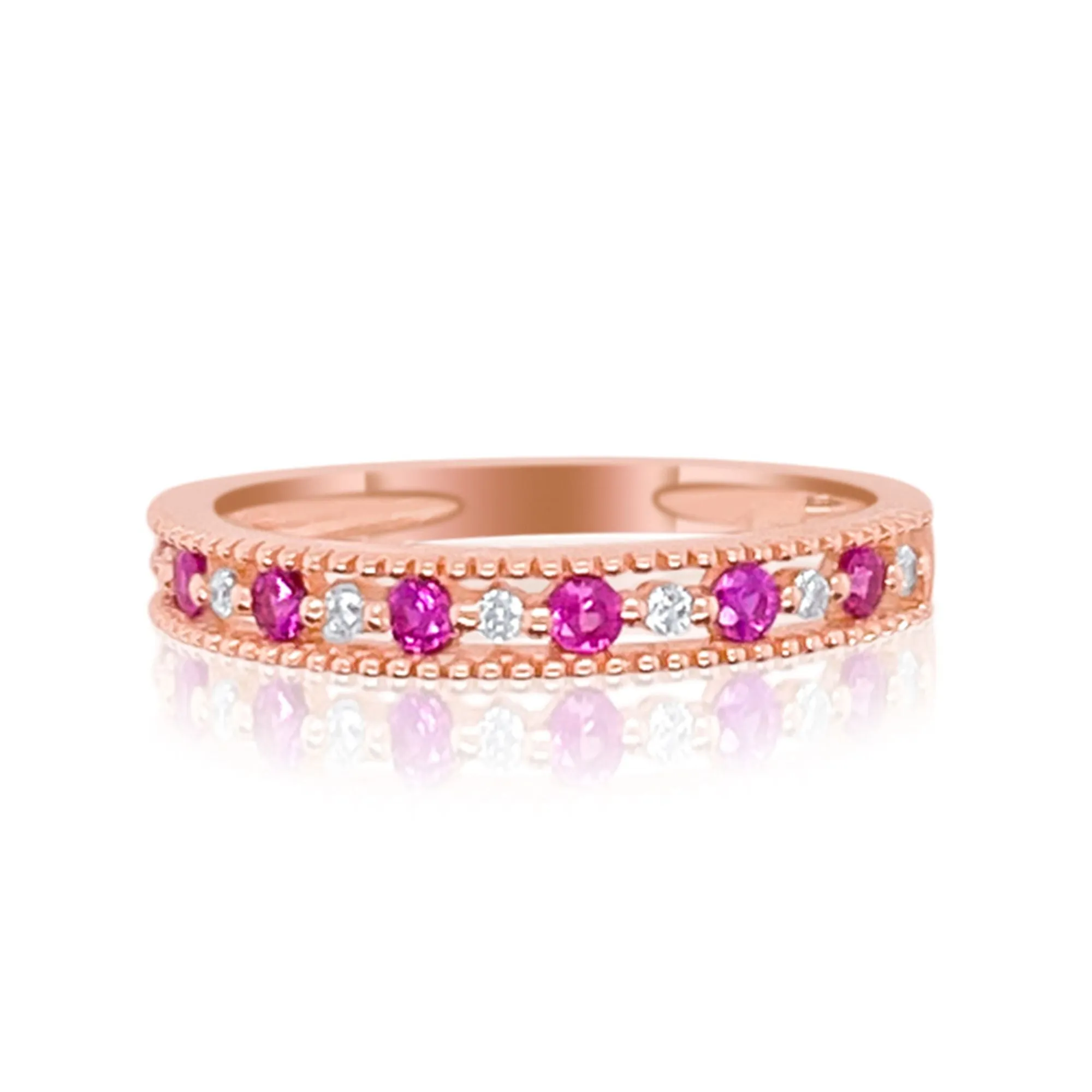 Size 6.5 Rose Gold Pink Sapphire Diamond Ring sold by Meira T