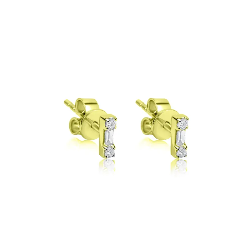 Yellow Gold Diamond Bar Studs sold by Meira T