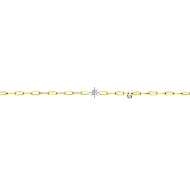 Diamond Starburst Paperclip Bracelet sold by Meira T