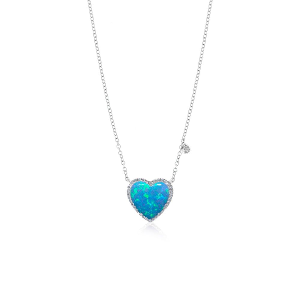 Blue Opal Heart Necklace sold by Meira T product image thumbnail 2
