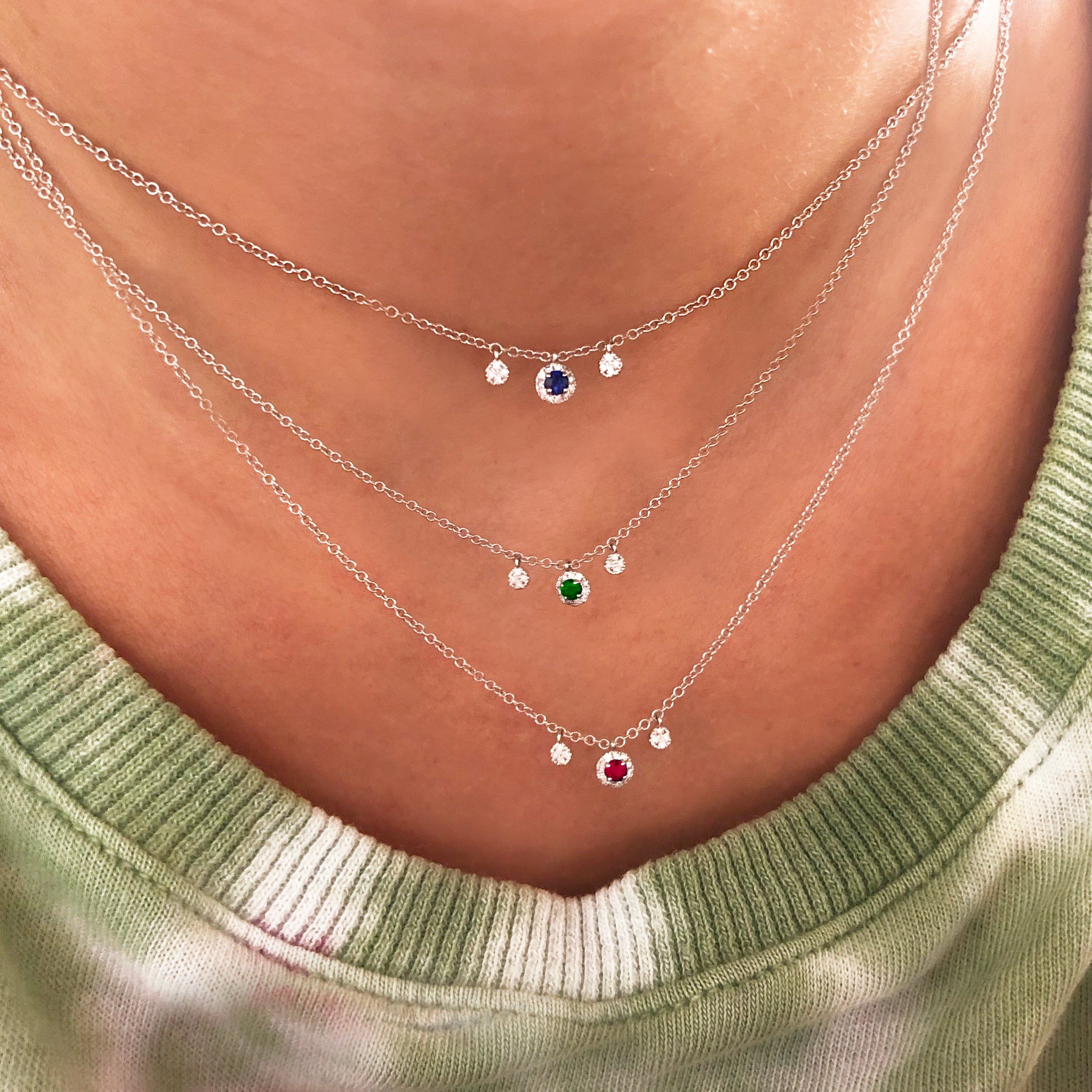 Dainty Emerald and Diamonds Necklace sold by Meira T product image thumbnail 2