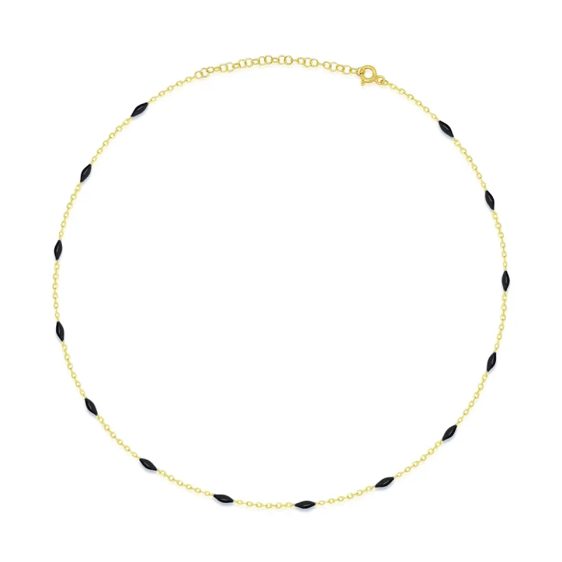 Black Enamel Spot and Gold Plated Layering Chain sold by Meira T