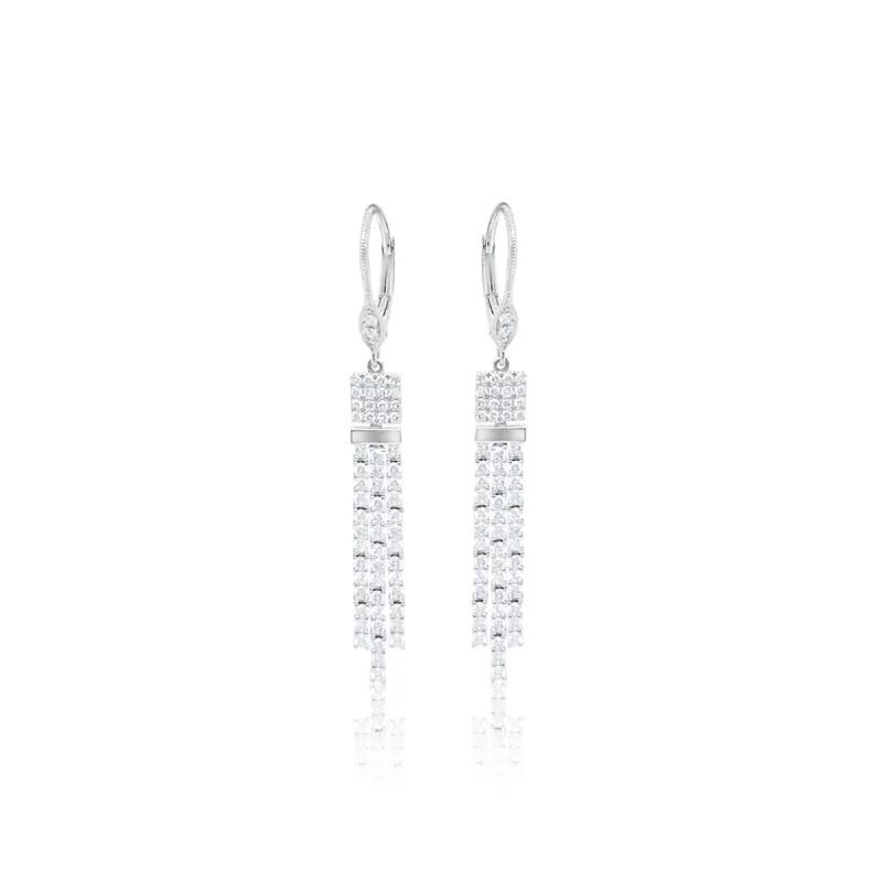 White Gold Diamond Drop Earrings sold by Meira T