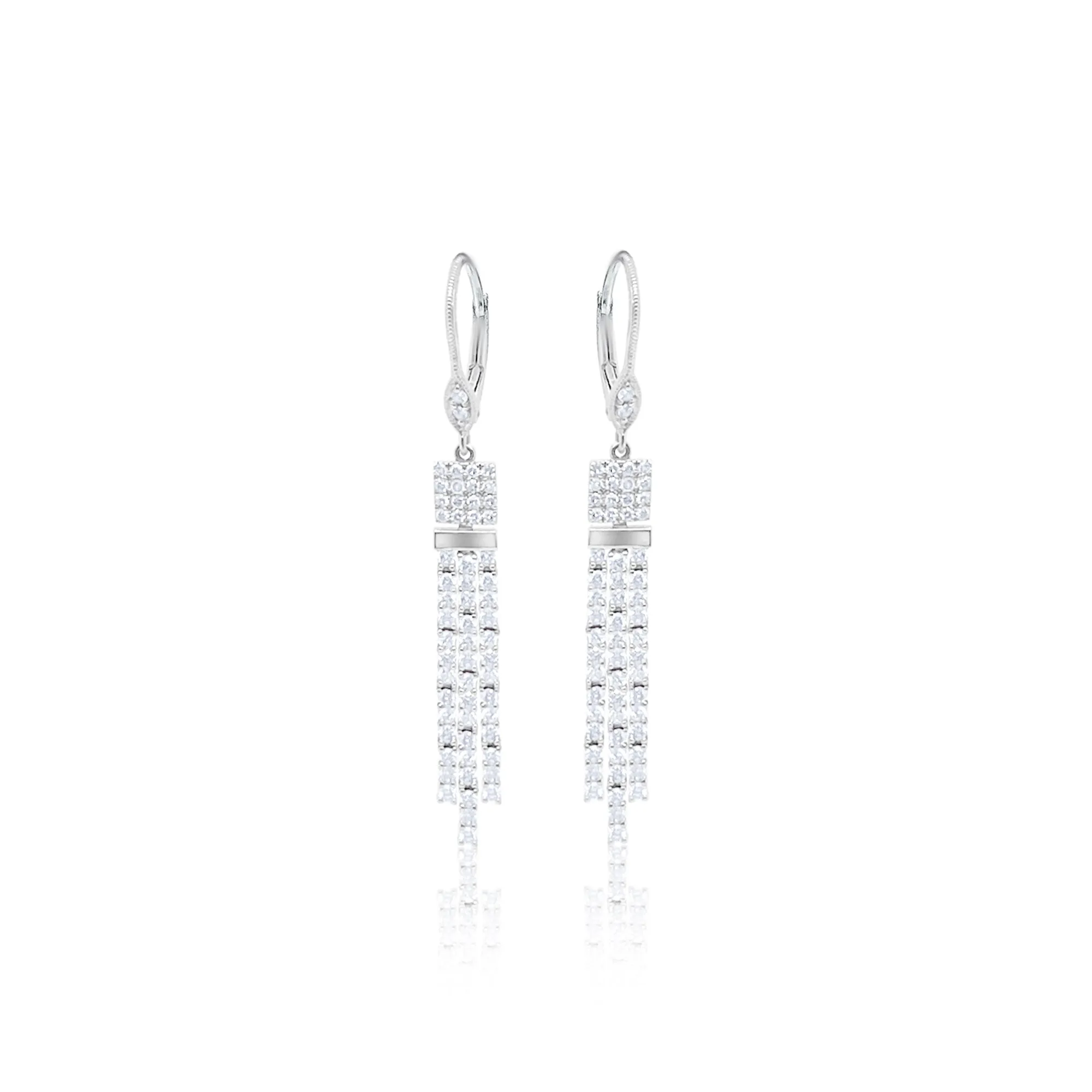 White Gold Diamond Drop Earrings sold by Meira T