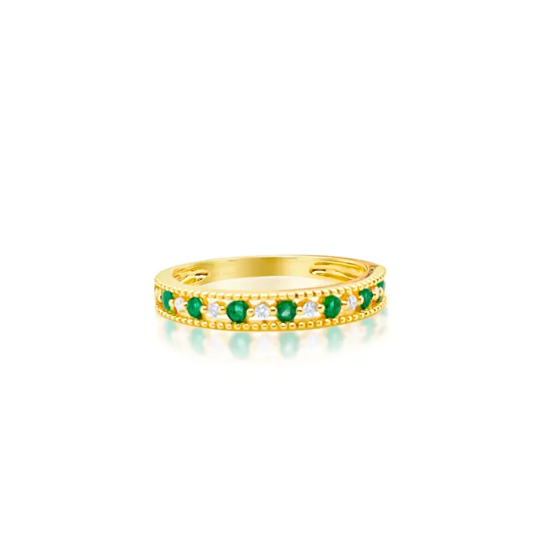 Size 6.5 Yellow Gold Emerald Diamond Ring sold by Meira T