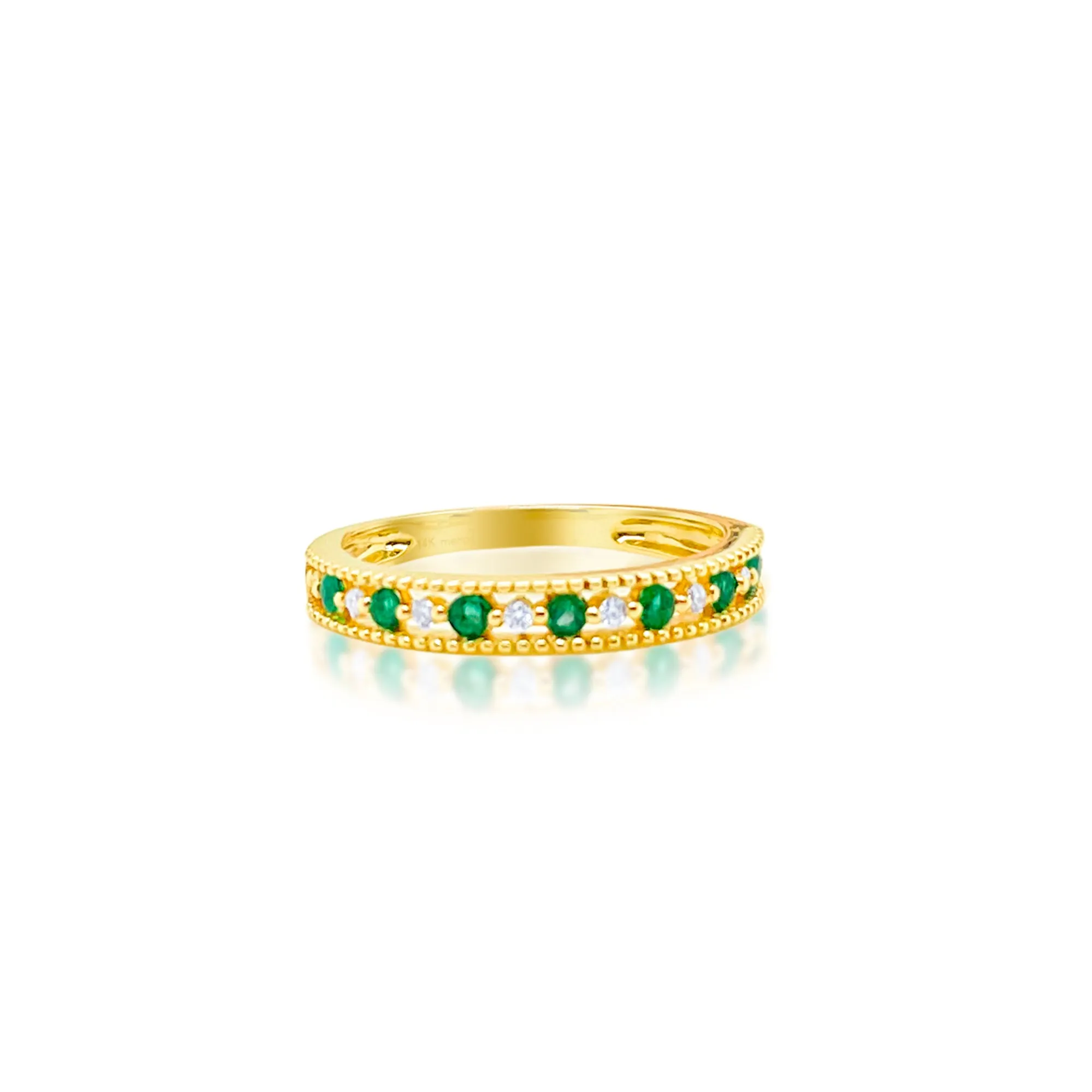 Size 6.5 Yellow Gold Emerald Diamond Ring sold by Meira T