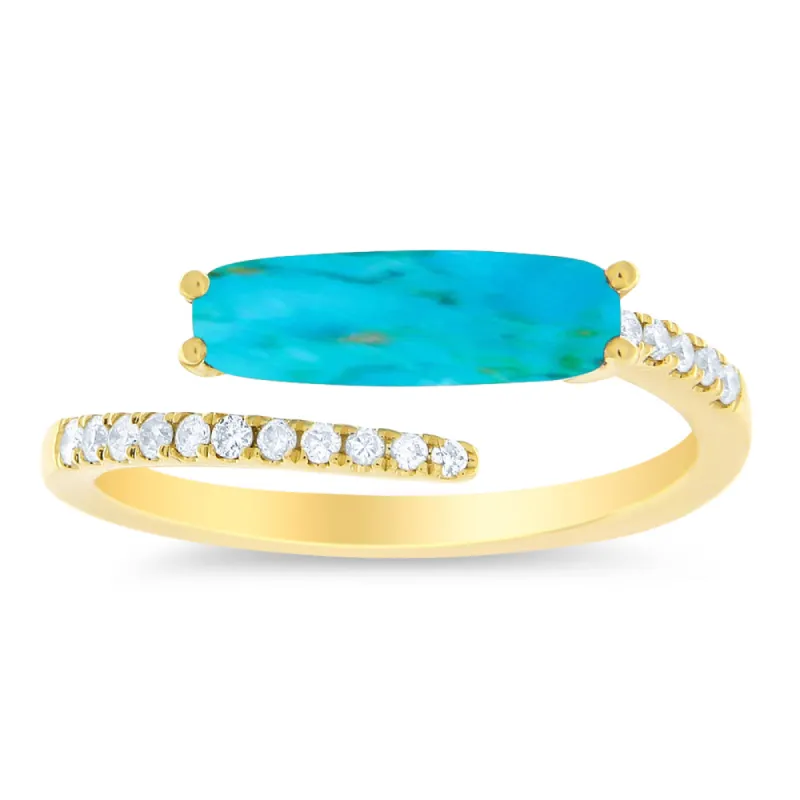 Yellow Gold Turquoise And Diamond Ring sold by Meira T
