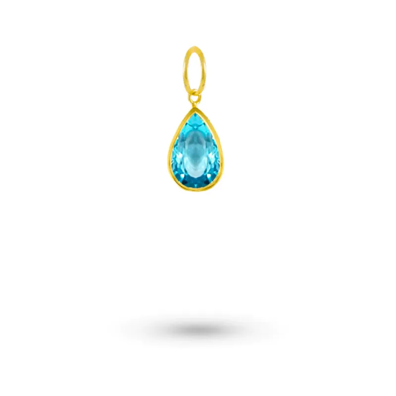 Yellow Gold Blue Topaz Charm sold by Meira T