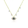 Yellow Gold Diamond Blue and Black Diamond Evil Eye Necklace sold by Meira T