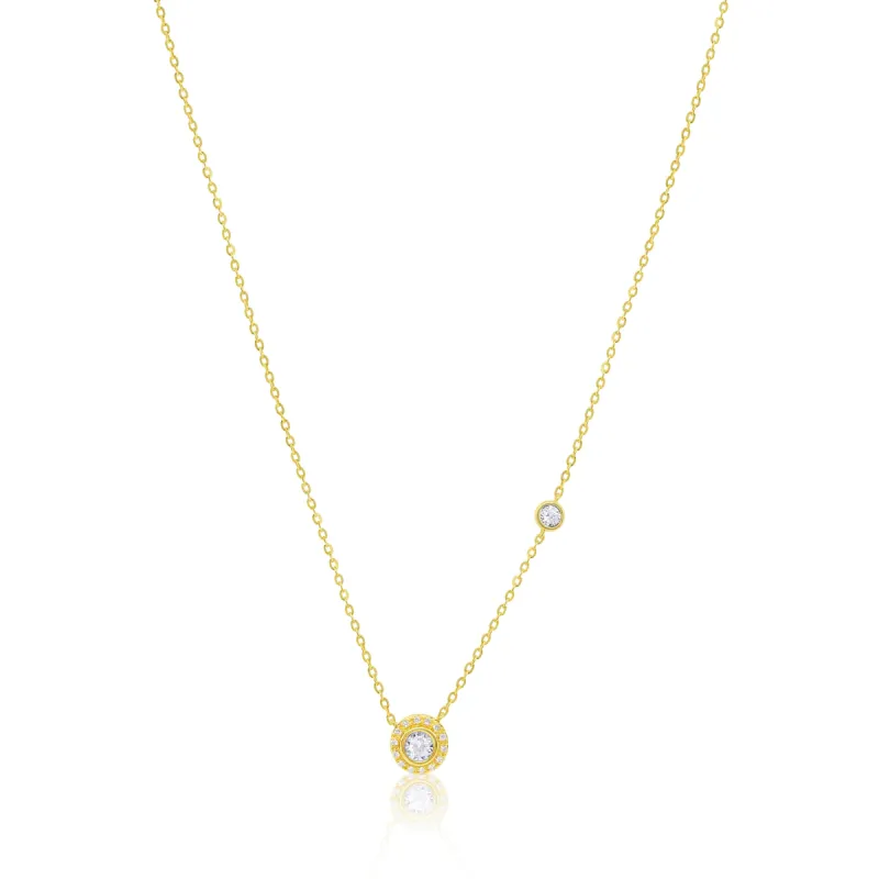 Dainty Yellow Gold Diamond and Bezel Necklace sold by Meira T