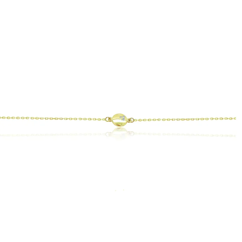 Dainty Yellow Gold Diamond Circle Bracelet sold by Meira T
