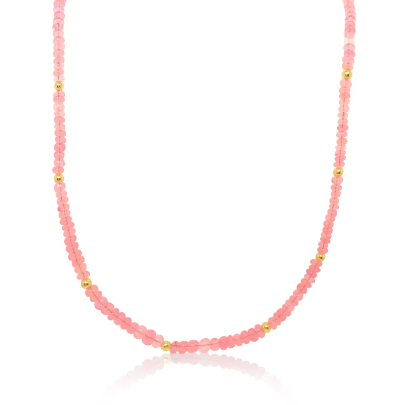 Iridescent Pink Dyed Opal and Gold Bead Necklace sold by Meira T