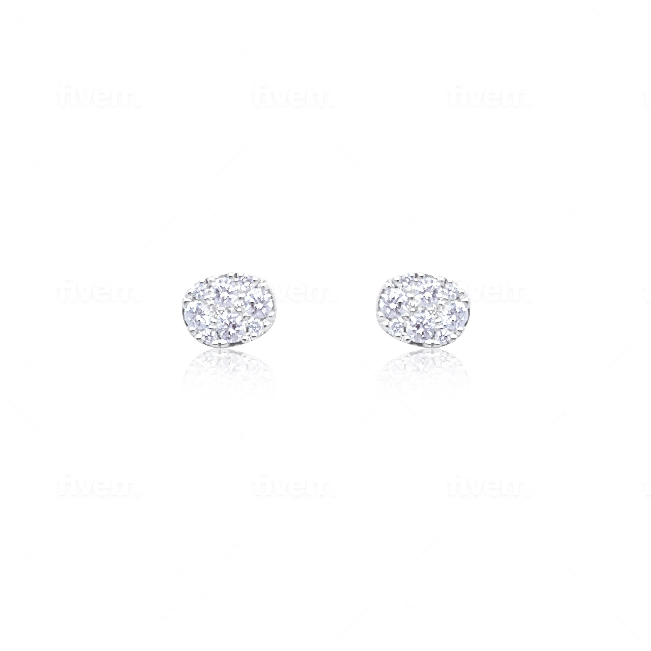 White Gold Diamond Oval Studs sold by Meira T