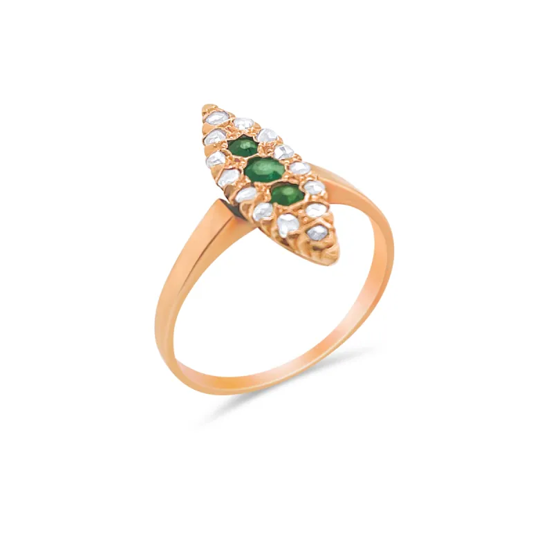 Rose Gold Emerald and Diamond Vintage Ring- ONLINE EXCLUSIVE sold by Meira T