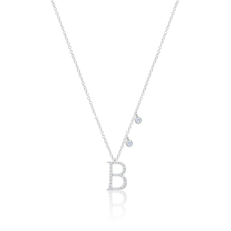 White Gold "B" Initial Diamond Necklace sold by Meira T